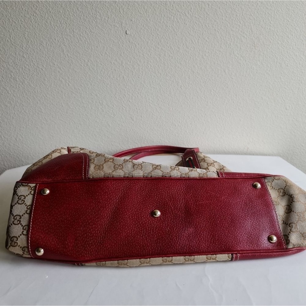 GUCCI - Authentic Large GG Red/Brown Canvas Tote - Picture 3 of 9
